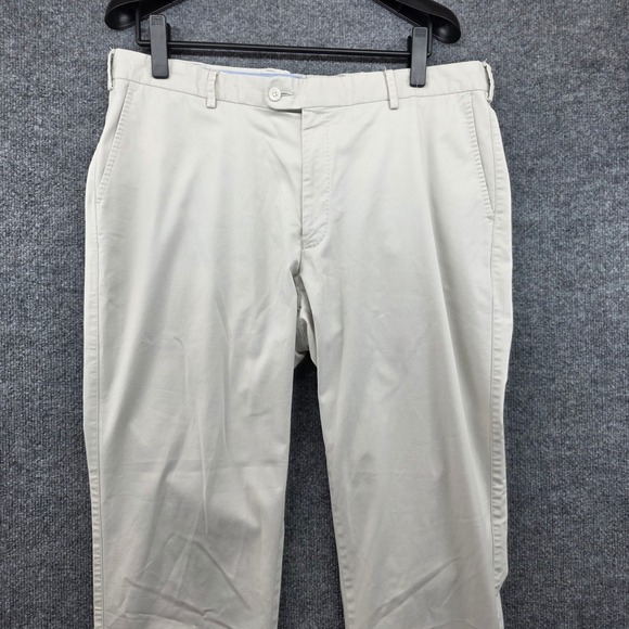 Peter Millar Other - PETER MILLAR Mens 38 Beige Cotton Spandex Flat Front Chino Pants Tailored Fit